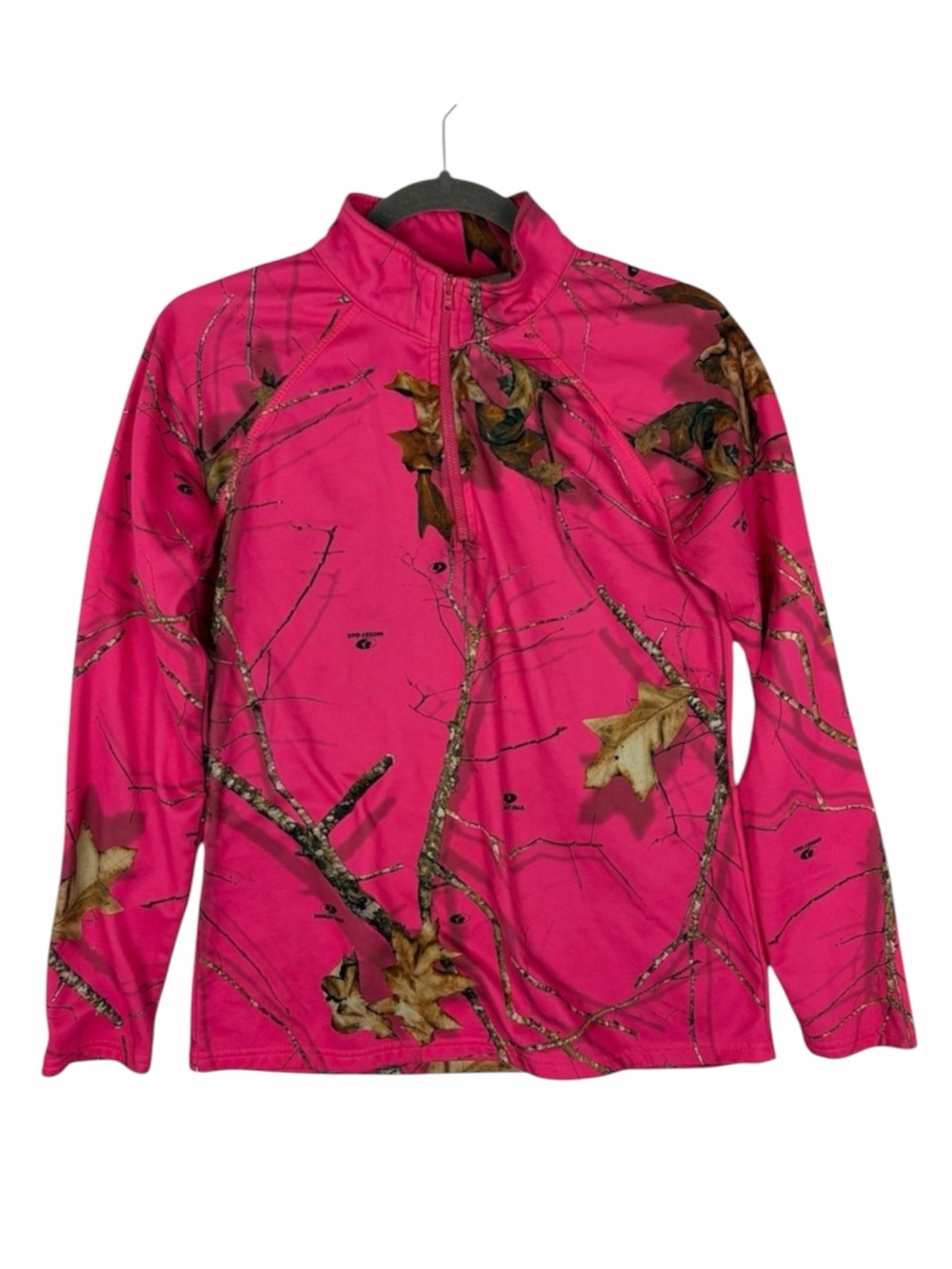 Mossy Oak Pink Camo Quarter Zip Pullover Womens Small‎ S Performance Fleece Top